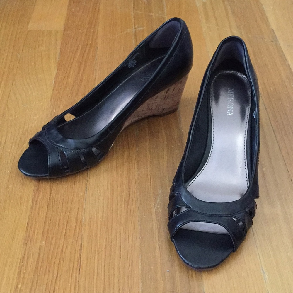 Merona Black & Cork Wedges